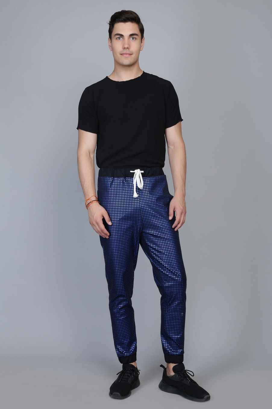Men's Blue woolen pants with cut bottoms
